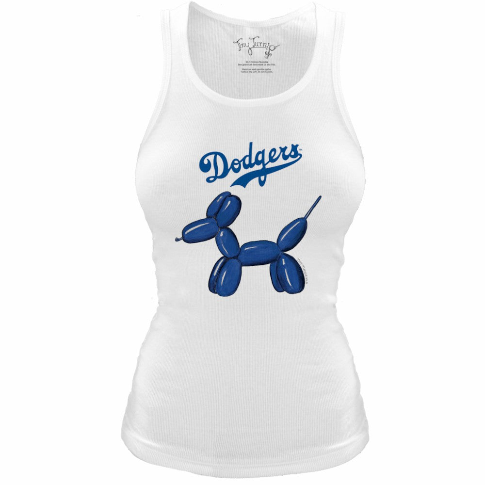Los Angeles Dodgers Tiny Turnip Women's Fitted Balloon Dog Tri-Blend Tank Top - White