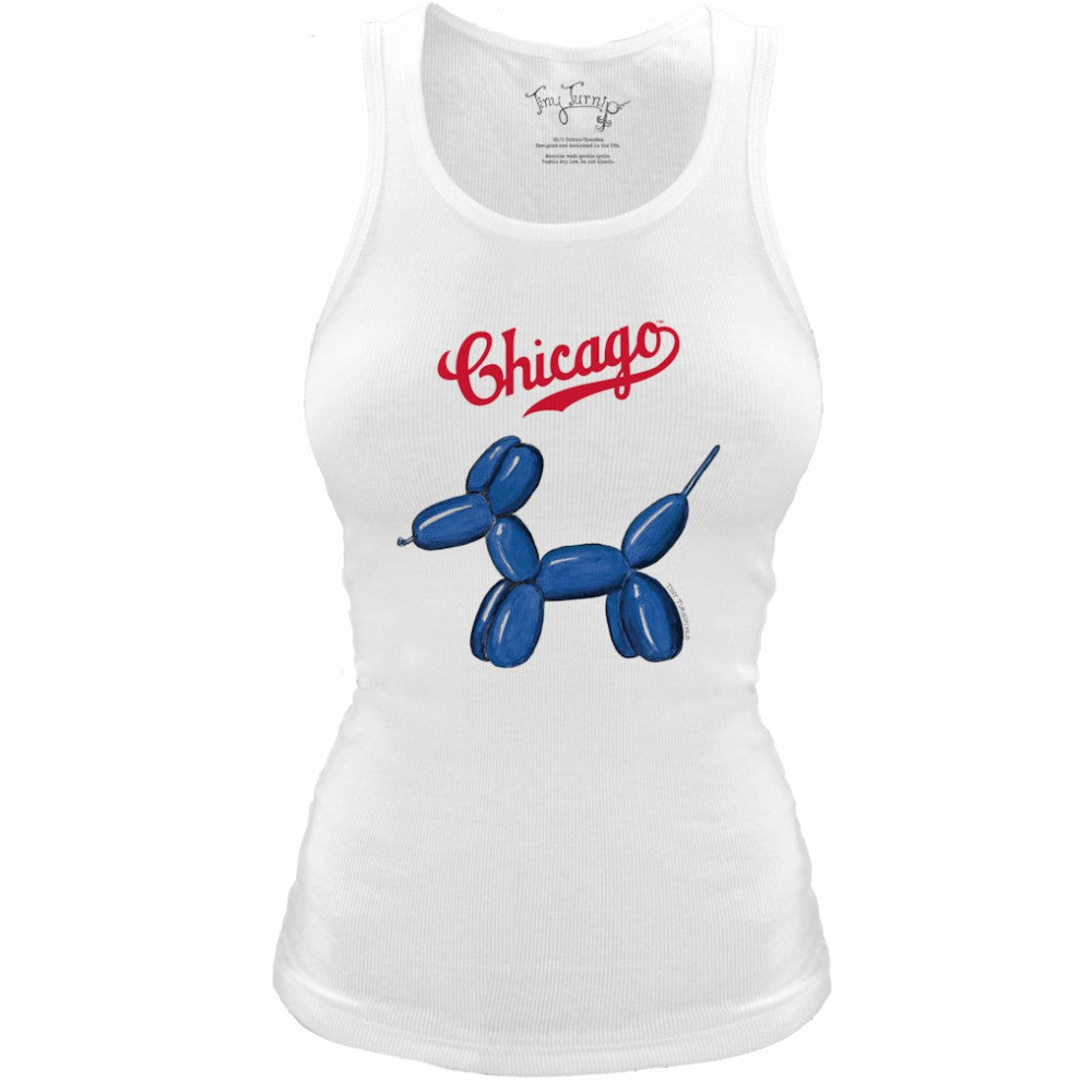 Chicago Cubs Tiny Turnip Women's Fitted Balloon Dog Tri-Blend Tank Top - White