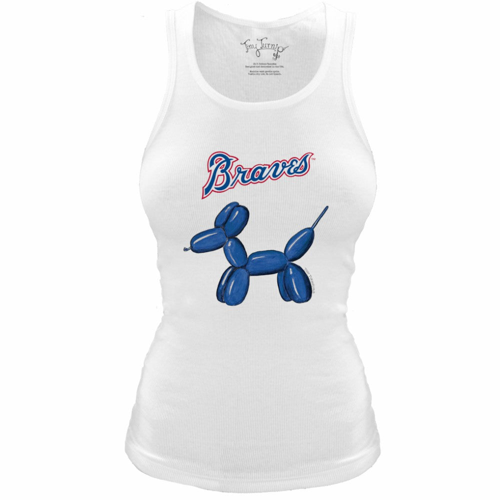 Atlanta Braves Tiny Turnip Women's Fitted Balloon Dog Tri-Blend Tank Top - White
