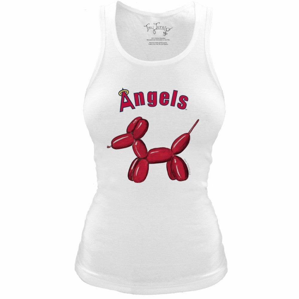 Los Angeles Angels Tiny Turnip Women's Fitted Balloon Dog Tri-Blend Tank Top - White