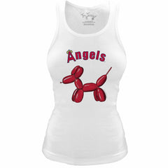 Los Angeles Angels Tiny Turnip Women's Fitted Balloon Dog Tri-Blend Tank Top - White