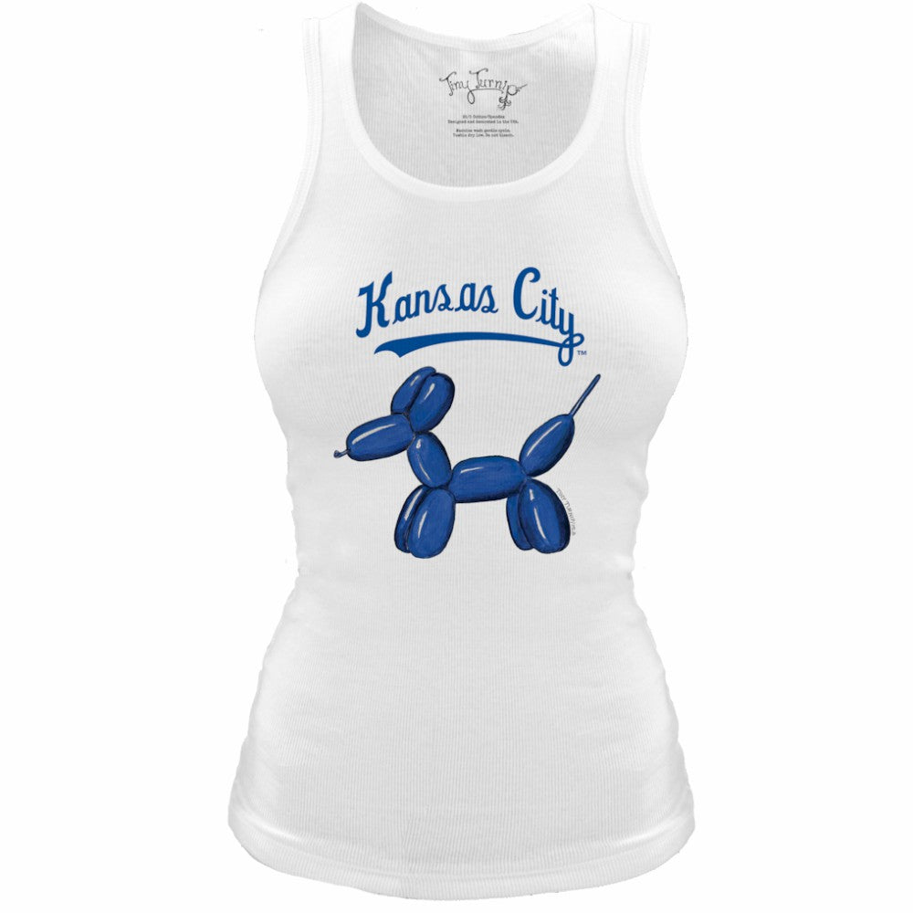 Kansas City Royals Tiny Turnip Women's Fitted Balloon Dog Tri-Blend Tank Top - White