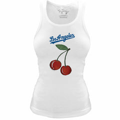Los Angeles Dodgers Tiny Turnip Women's Fitted Cherries Tri-Blend Tank Top - White