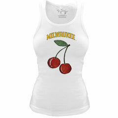 Milwaukee Brewers Tiny Turnip Women's Fitted Cherries Tri-Blend Tank Top - White