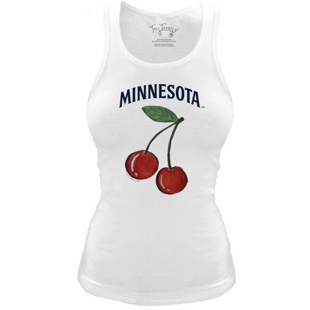 Minnesota Twins Tiny Turnip Women's Fitted Cherries Tri-Blend Tank Top - White