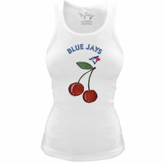 Toronto Blue Jays Tiny Turnip Women's Fitted Cherries Tri-Blend Tank Top - White