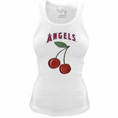 Los Angeles Angels Tiny Turnip Women's Fitted Cherries Tri-Blend Tank Top - White