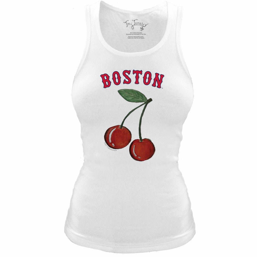 Boston Red Sox Tiny Turnip Women's Fitted Cherries Tri-Blend Tank Top - White