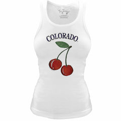 Colorado Rockies Tiny Turnip Women's Fitted Cherries Tri-Blend Tank Top - White