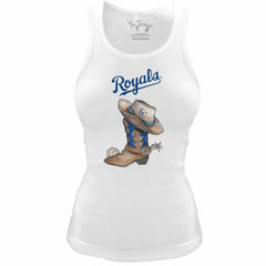 Kansas City Royals Tiny Turnip Women's Fitted Vintage Cowboy Boot Tri-Blend Tank Top - White