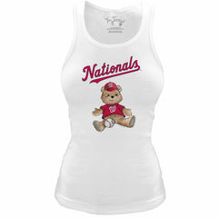 Washington Nationals Tiny Turnip Women's Fitted Teddy Bear Tri-Blend Tank Top - White