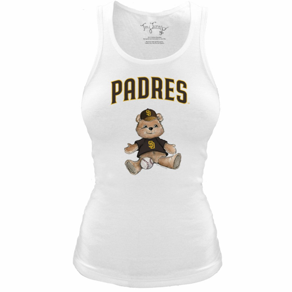 San Diego Padres Tiny Turnip Women's Fitted Teddy Bear Tri-Blend Tank Top - White