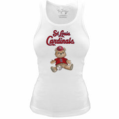 St. Louis Cardinals Tiny Turnip Women's Fitted Teddy Bear Tri-Blend Tank Top - White