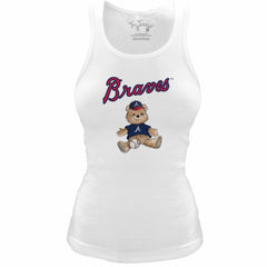Atlanta Braves Tiny Turnip Women's Fitted Teddy Bear Tri-Blend Tank Top - White