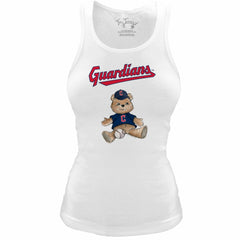 Cleveland Guardians Tiny Turnip Women's Fitted Teddy Bear Tri-Blend Tank Top - White