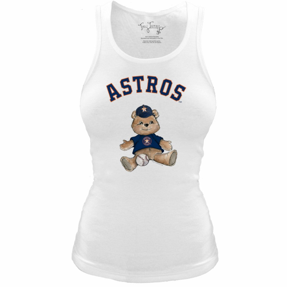 Houston Astros Tiny Turnip Women's Fitted Teddy Bear Tri-Blend Tank Top - White