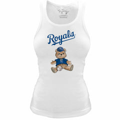 Kansas City Royals Tiny Turnip Women's Fitted Teddy Bear Tri-Blend Tank Top - White