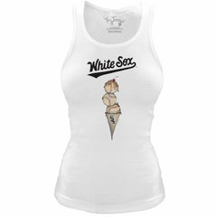 Chicago White Sox Tiny Turnip Women's Fitted Triple Scoop Tri-Blend Tank Top - White