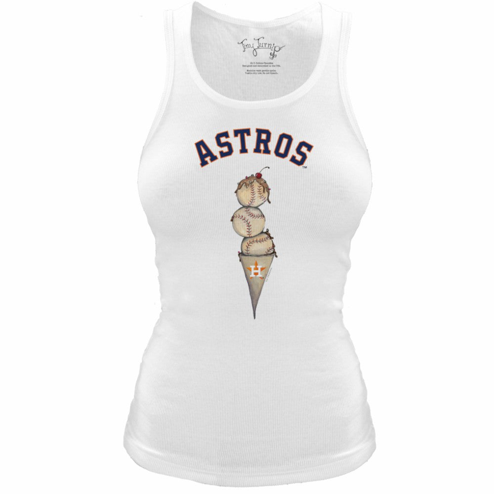 Houston Astros Tiny Turnip Women's Fitted Triple Scoop Tri-Blend Tank Top - White