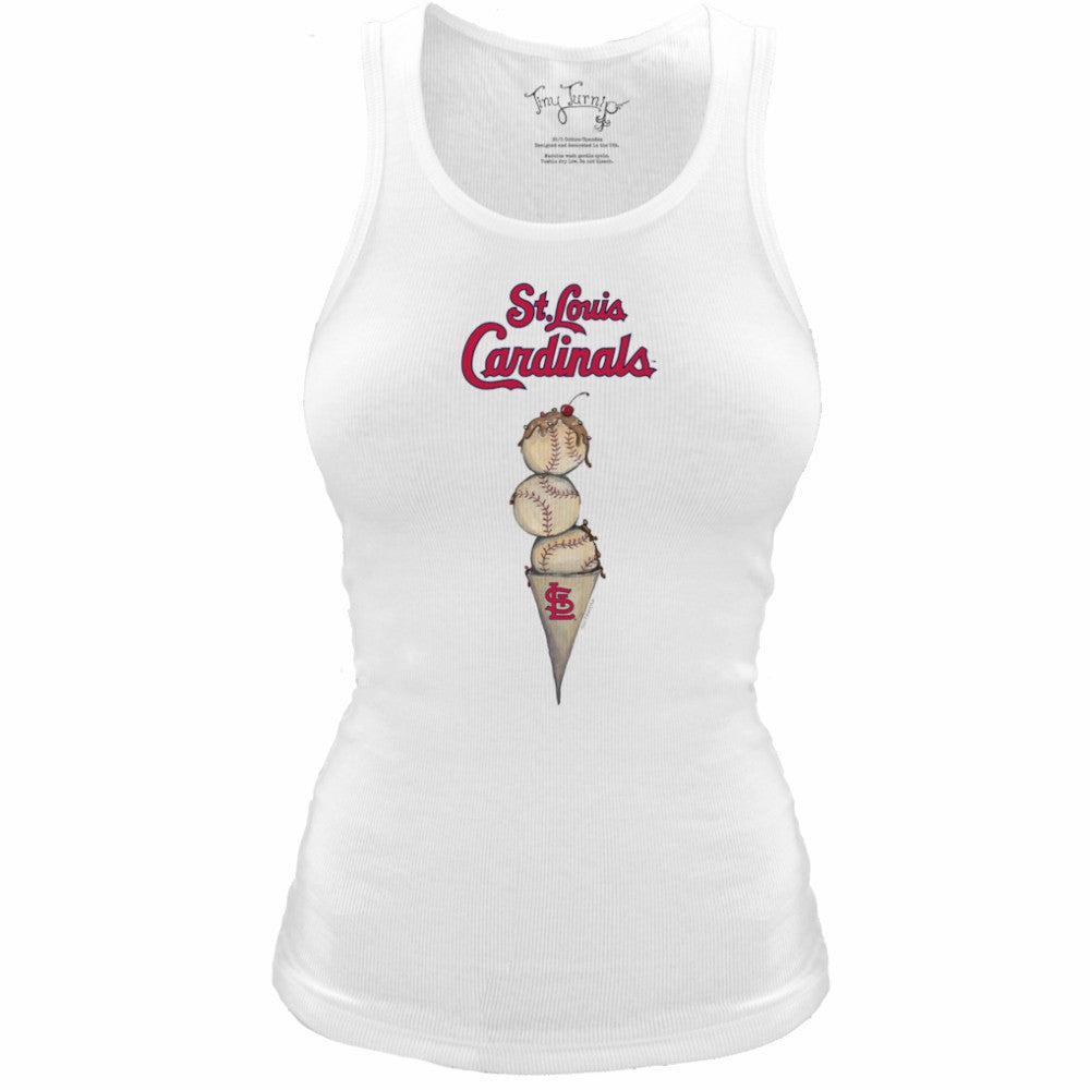 St. Louis Cardinals Tiny Turnip Women's Fitted Triple Scoop Tri-Blend Tank Top - White