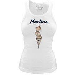 Miami Marlins Tiny Turnip Women's Fitted Triple Scoop Tri-Blend Tank Top - White