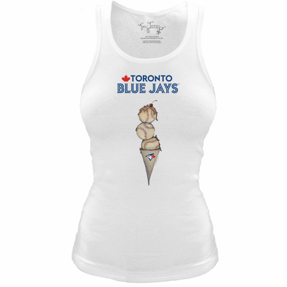 Toronto Blue Jays Tiny Turnip Women's Fitted Triple Scoop Tri-Blend Tank Top - White