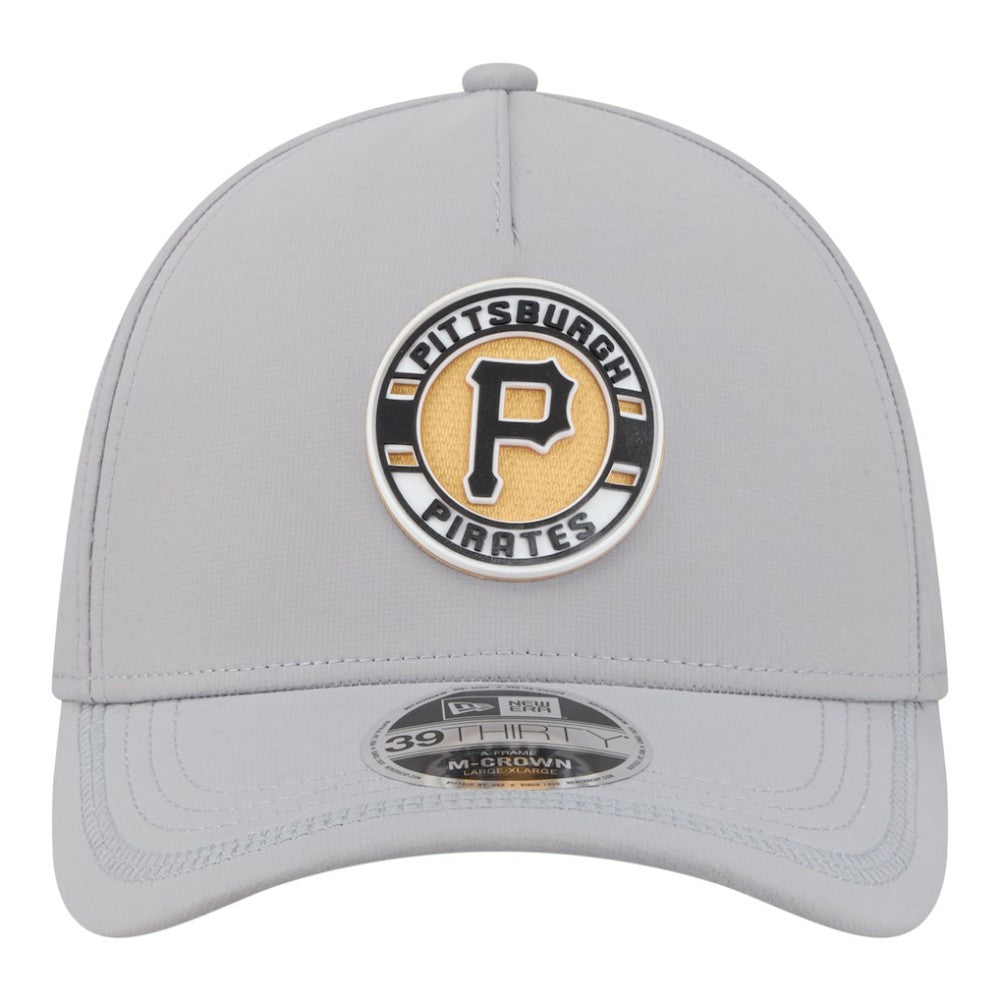 Pittsburgh Pirates Patch 39THIRTY A-Frame M-Crown Perforated Flex Hat - Gray | New Era