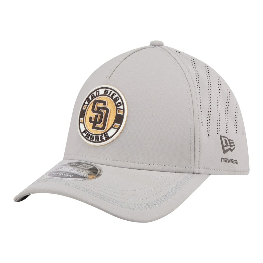 San Diego Padres Patch 39THIRTY A-Frame M-Crown Perforated Flex Hat - Gray | New Era