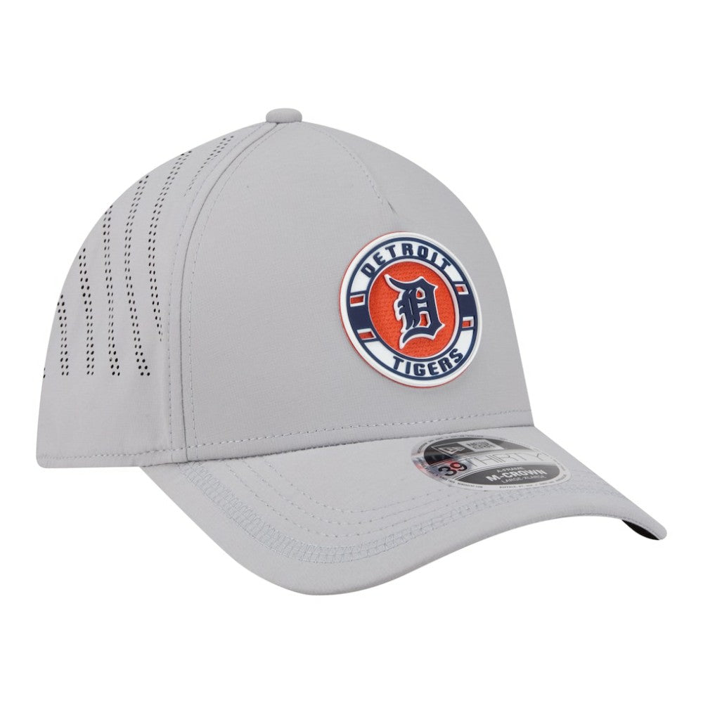 Detroit Tigers Patch 39THIRTY A-Frame M-Crown Perforated Flex Hat - Gray | New Era