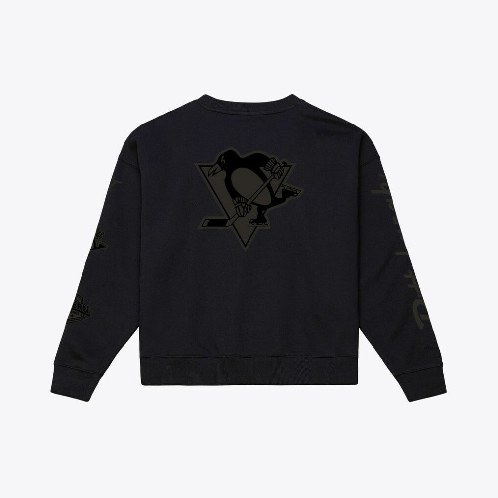 Pittsburgh Penguins Mitchell & Ness Unisex Phantom Fleece Crew Neck Sweatshirt Black