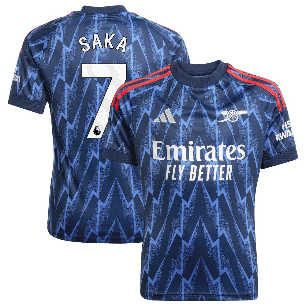 Bukayo Saka Arsenal Youth 2025/26 Away Replica Player Jersey - Blue | Adidas on sale
