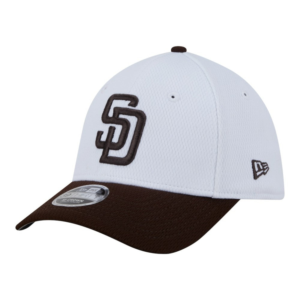 San Diego Padres Youth Baseball 39THIRTY M-Crown Flex Hat - White/Brown | New Era