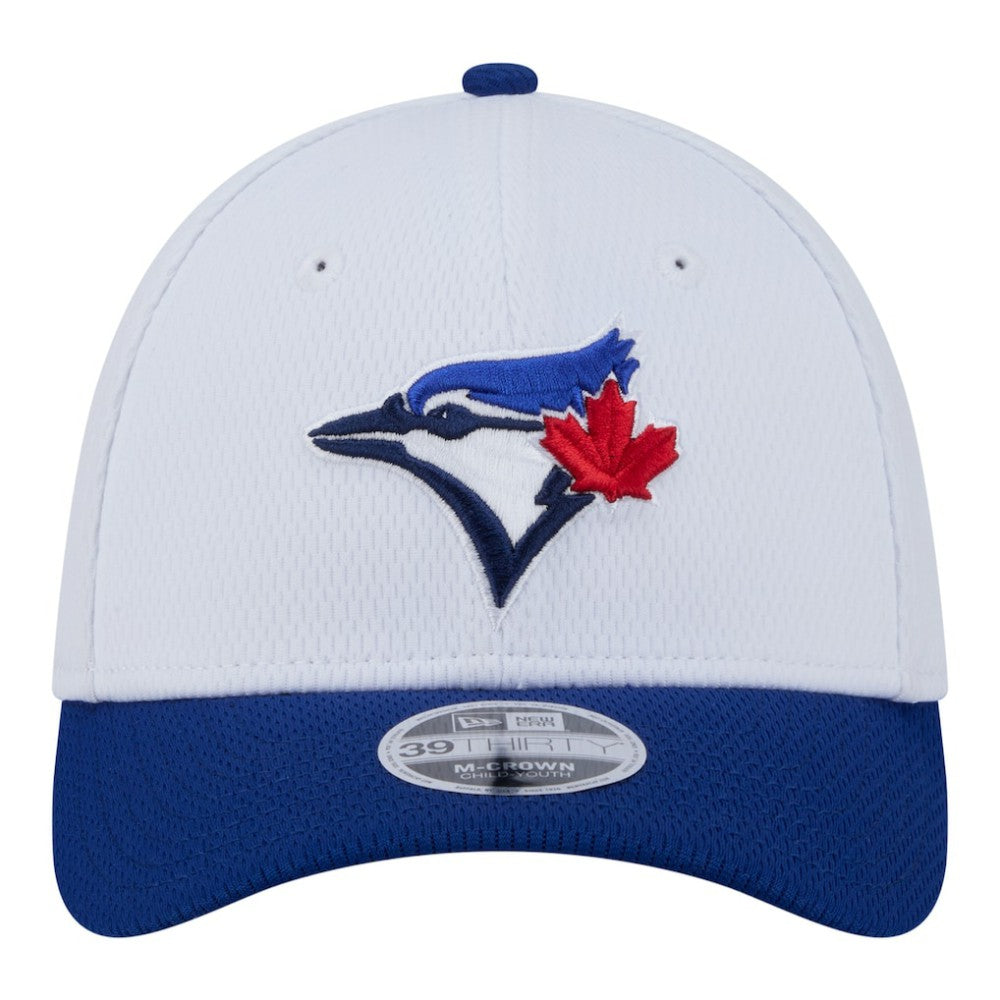 Toronto Blue Jays Youth  Baseball 39THIRTY M-Crown Flex Hat - White/Royal | New Era