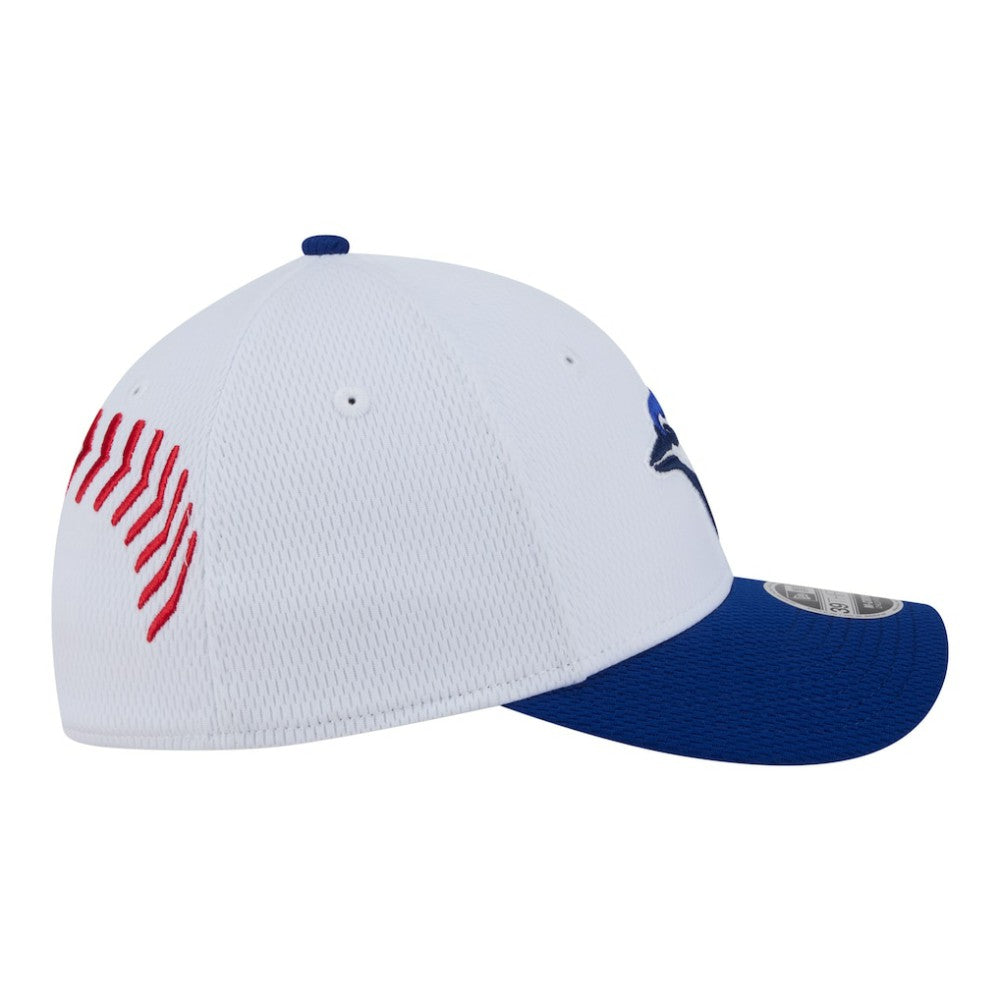 Toronto Blue Jays Youth  Baseball 39THIRTY M-Crown Flex Hat - White/Royal | New Era