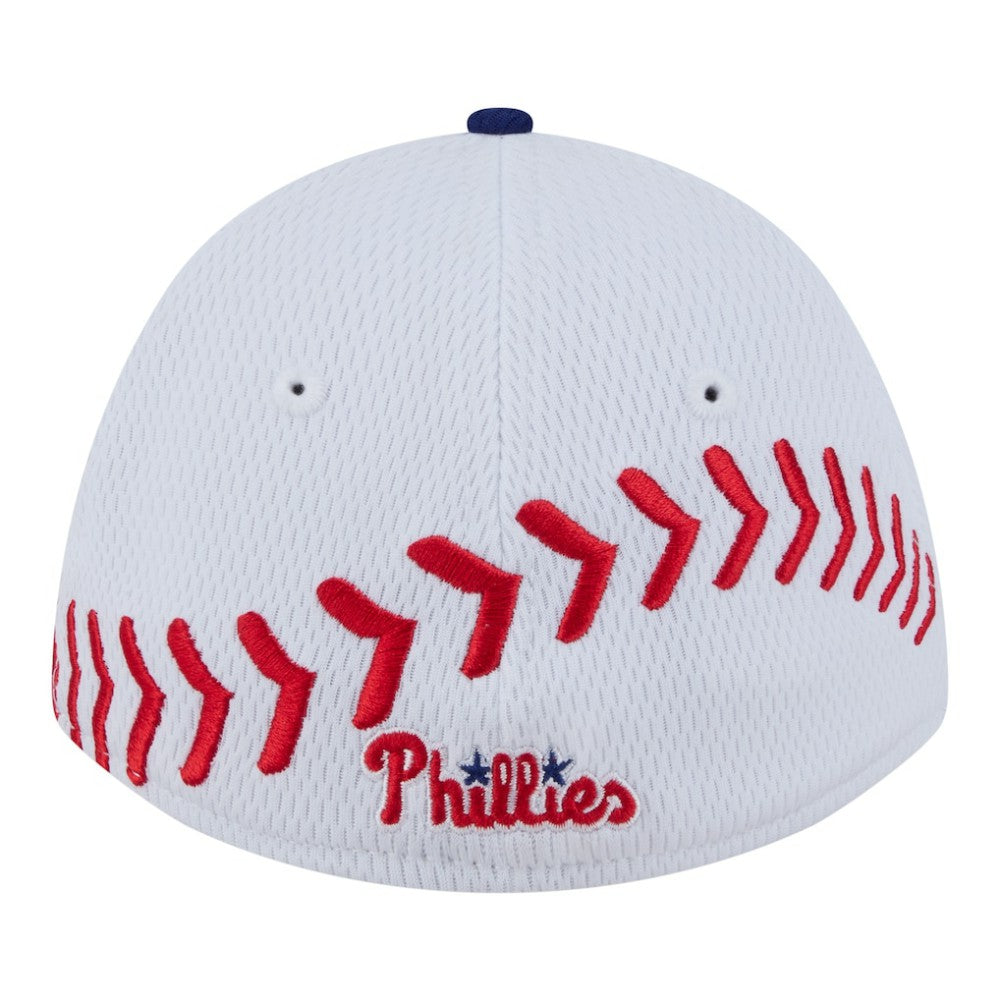 Philadelphia Phillies Youth Baseball 39THIRTY M-Crown Flex Hat - White/Red | New Era