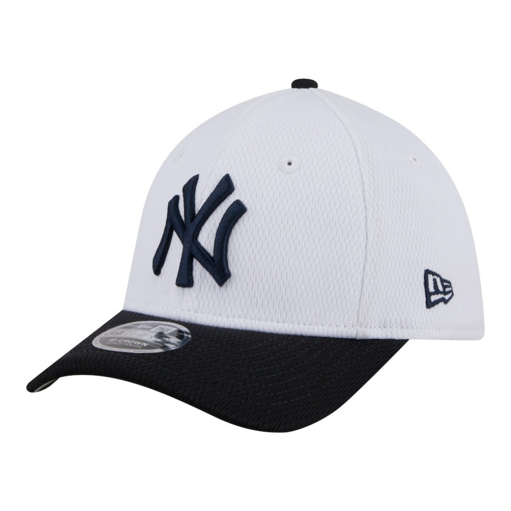 New York Yankees Youth Baseball 39THIRTY M-Crown Flex Hat - White/Navy | New Era