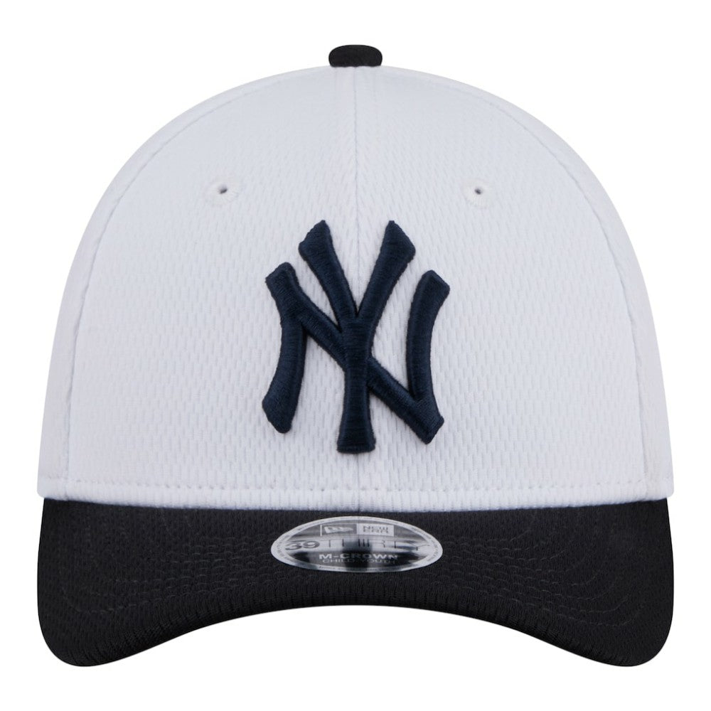 New York Yankees Youth Baseball 39THIRTY M-Crown Flex Hat - White/Navy | New Era
