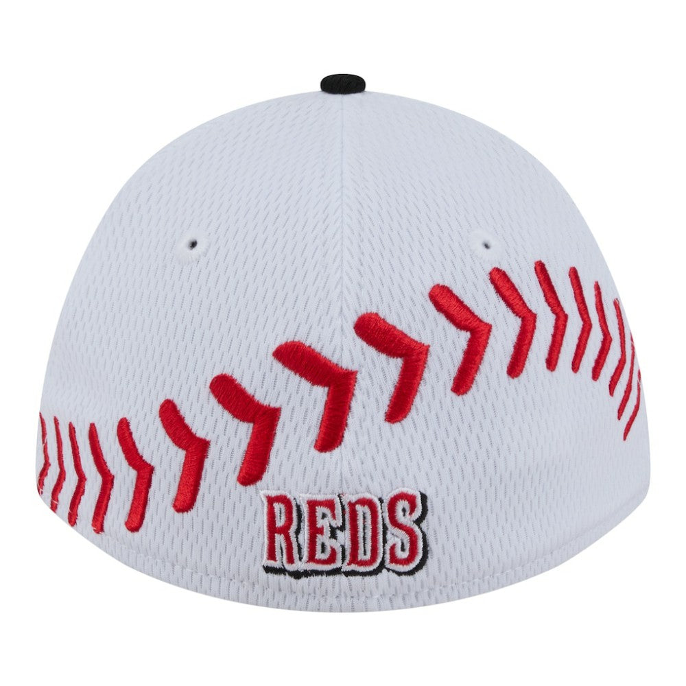 Cincinnati Reds Youth Baseball 39THIRTY M-Crown Flex Hat - White/Red | New Era