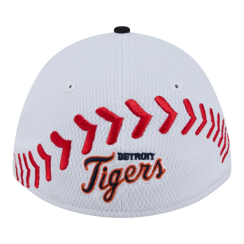 Detroit Tigers Youth Baseball 39THIRTY M-Crown Flex Hat - White/Navy | New Era