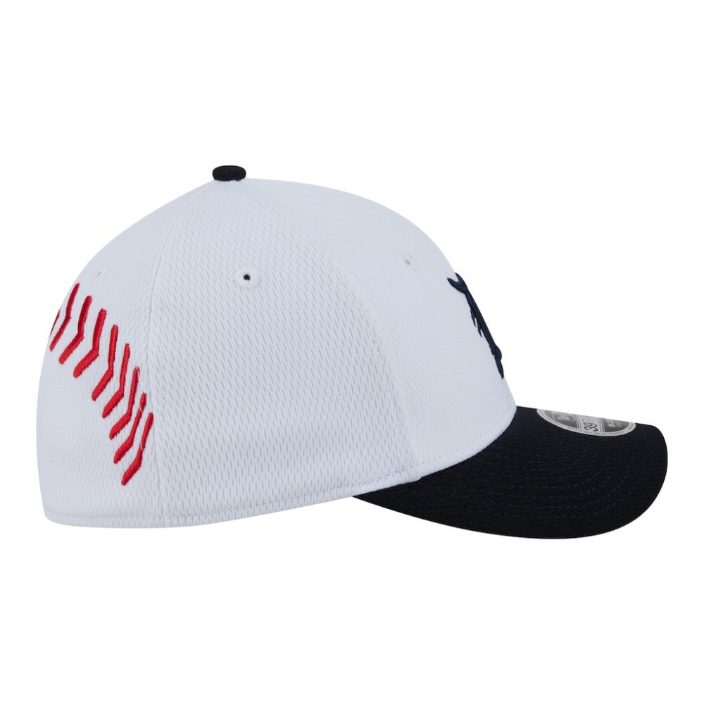 Detroit Tigers Youth Baseball 39THIRTY M-Crown Flex Hat - White/Navy | New Era