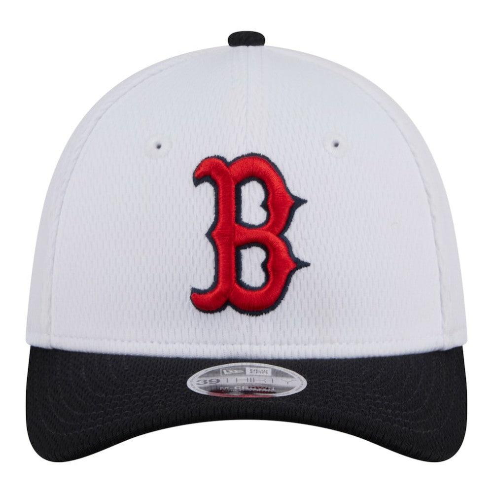 Boston Red Sox Youth Baseball 39THIRTY M-Crown Flex Hat - White/Navy | New Era