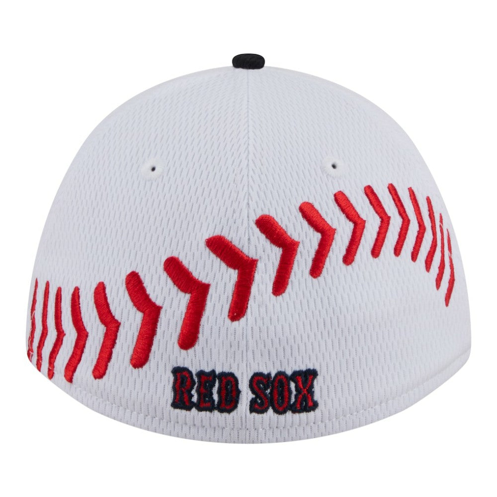 Boston Red Sox Youth Baseball 39THIRTY M-Crown Flex Hat - White/Navy | New Era
