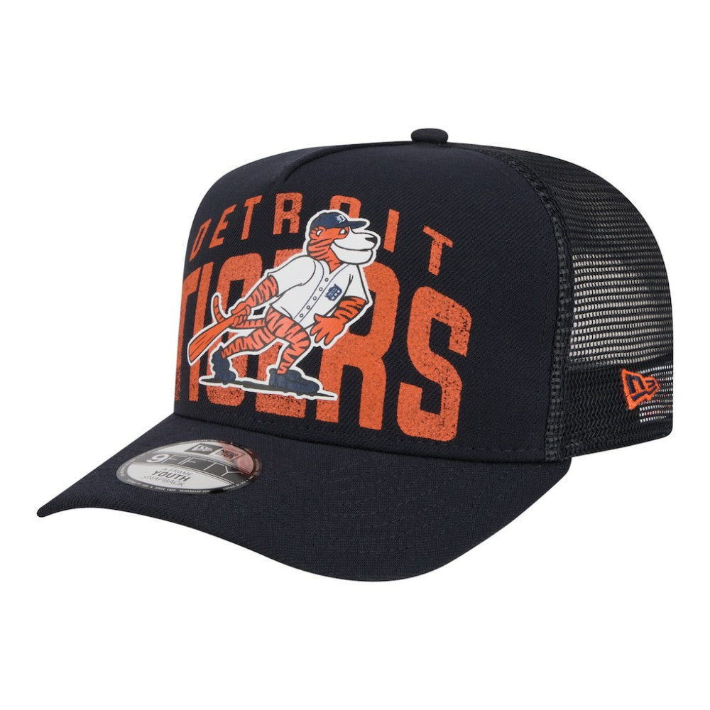 Detroit Tigers Youth Logo Fade A-Frame 9FIFTY Snapback Hat - Navy | New Era