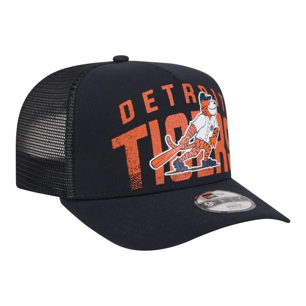 Detroit Tigers Youth Logo Fade A-Frame 9FIFTY Snapback Hat - Navy | New Era
