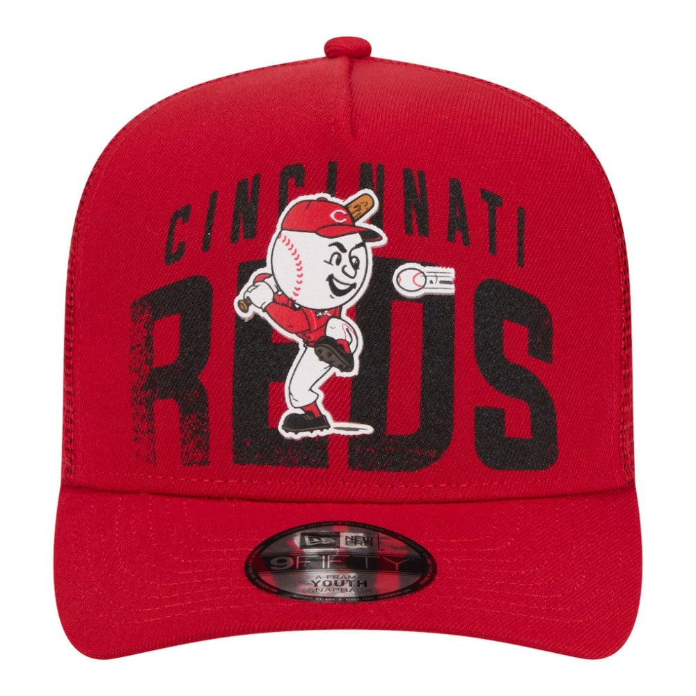 Cincinnati Reds Youth Logo Fade A-Frame 9FIFTY Snapback Hat - Red | New Era