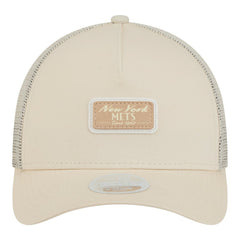 New York Mets Women's Tonal Patch 9FORTY M-Crown A-Frame Trucker Adjustable Hat - Light Beige | New Era
