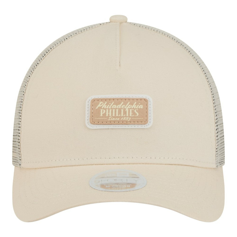 Philadelphia Phillies Women's Tonal Patch 9FORTY M-Crown A-Frame Trucker Adjustable Hat - Light Beige | New Era