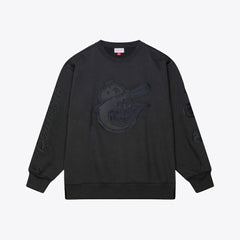 Baltimore Orioles Phantom Fleece Crewneck Sweatshirt - Black | Mitchell & Ness