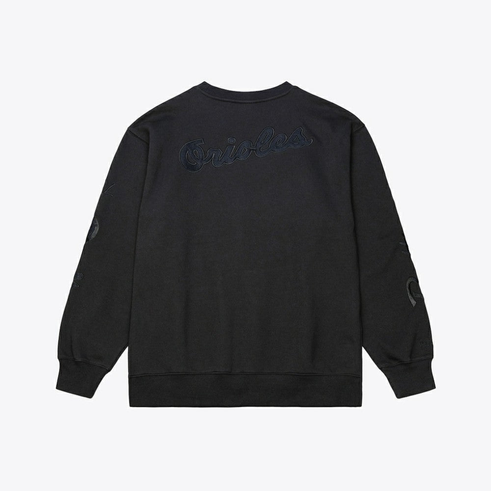 Baltimore Orioles Phantom Fleece Crewneck Sweatshirt - Black | Mitchell & Ness