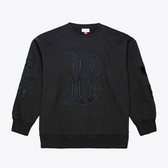 Boston Red Sox Phantom Fleece Crewneck Sweatshirt - Black | Mitchell & Ness